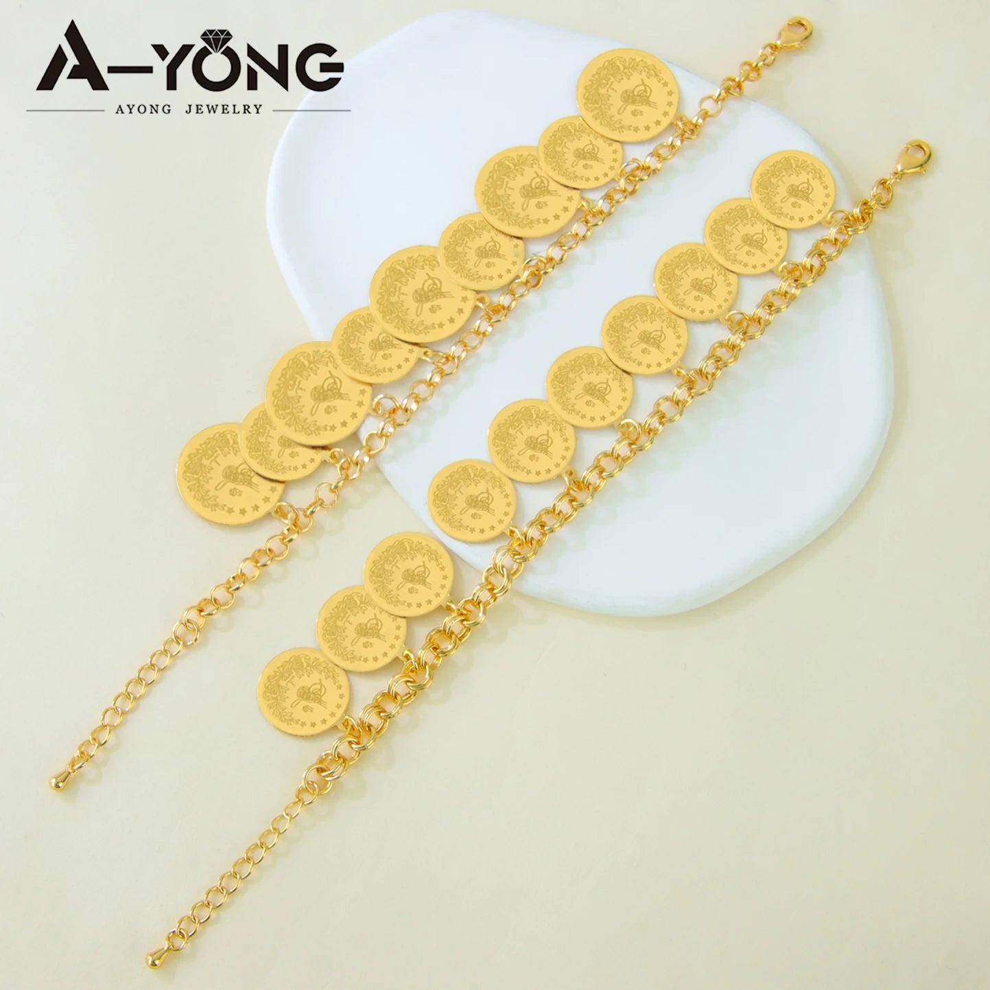 Luxury Saudi Gold Color Coins Necklace Set 21k Gold Plated Muslim Fashion Chokers Dubai Women Wedding Party Jewelry