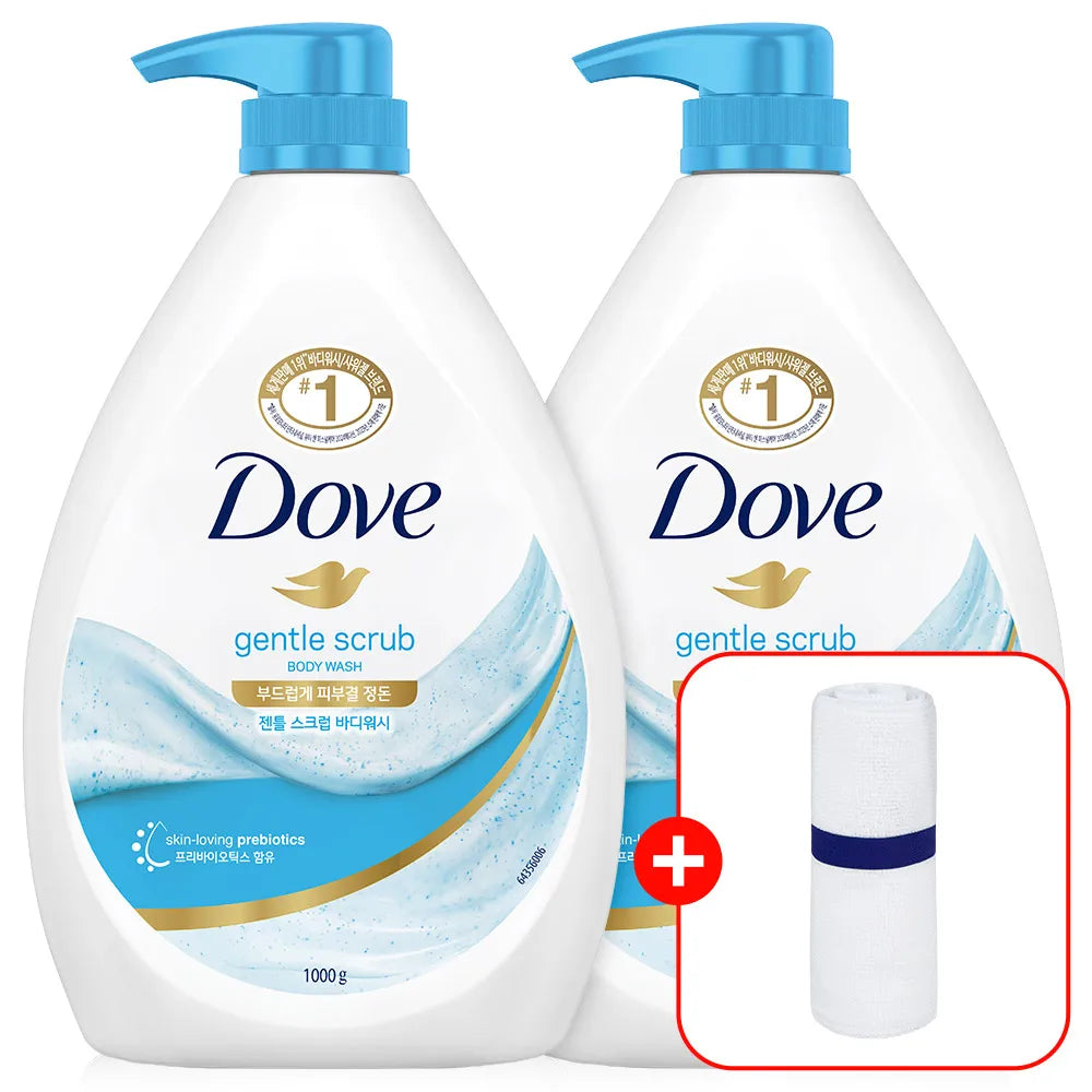 Dove Body Wash Body Cleanser 6X1000Ml 2 Pcs + Dove Face Towel 1Pc Free Gift