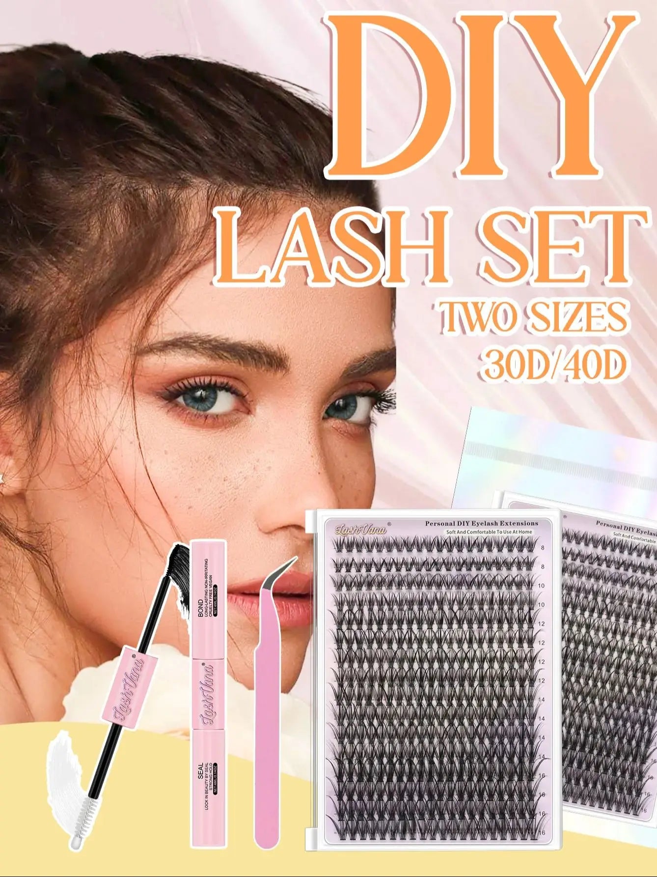 320pcs DIY Lash Extension Super Volume Cluster Count Lash Clusters Individual with Bond and Seal & Remover  Tweezers Makeup Tool