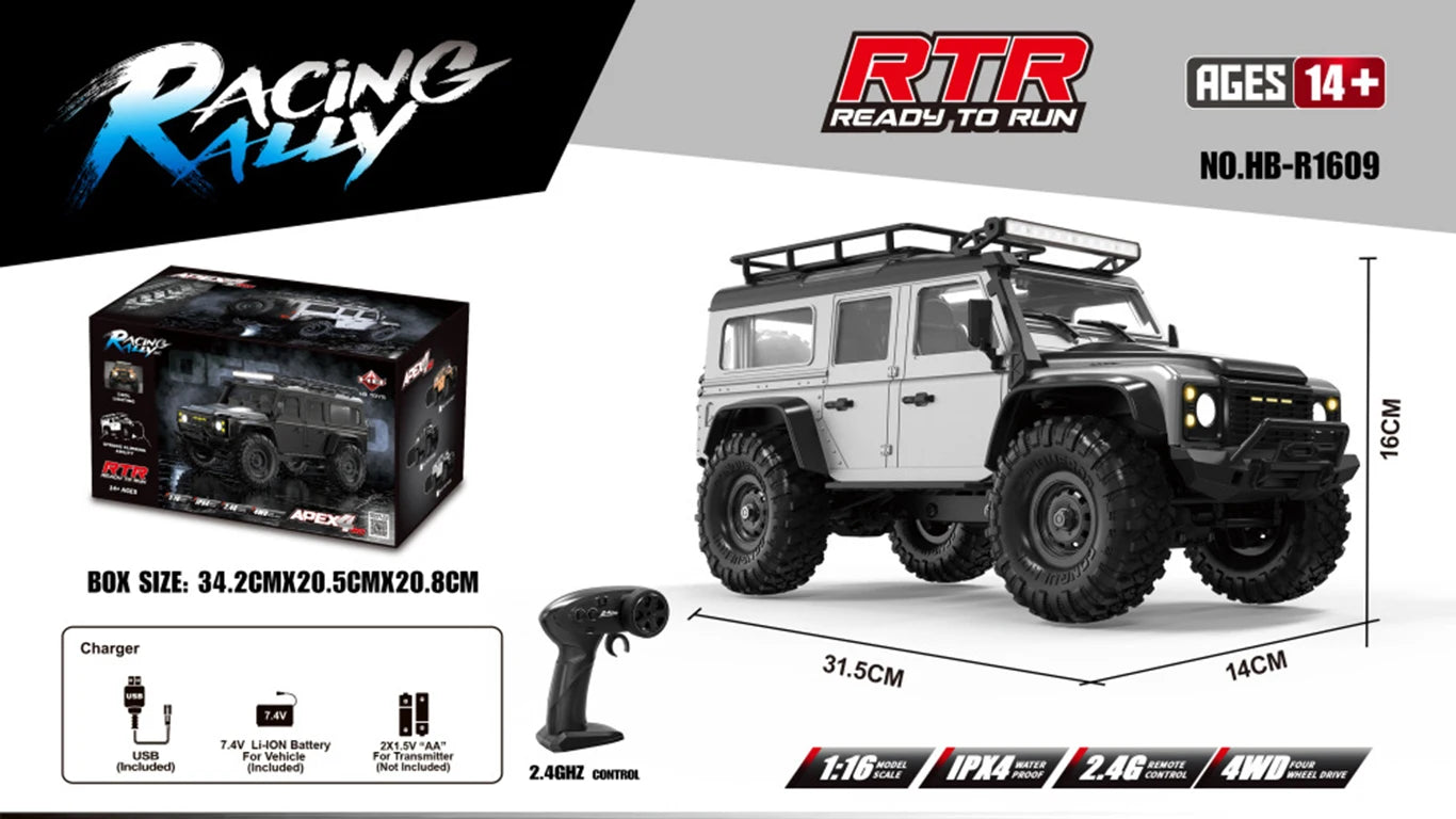 1:16 4WD Rc Car Full Scale Simulation 2.4G Off-Road Remote Control Cars With LED Trucks Race Cars Model Toys For Kids Adult Gift