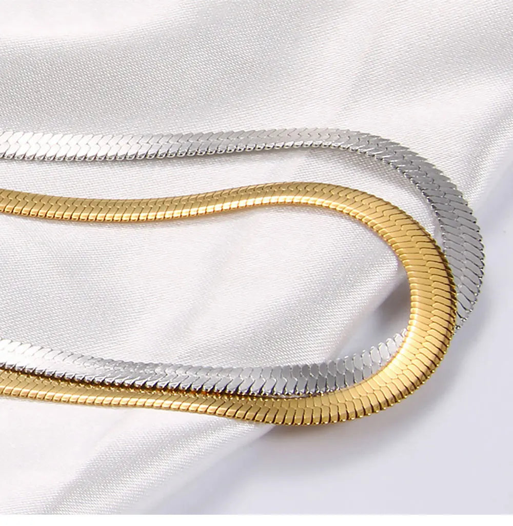 Blade Snake Chain Stainless Steel Necklaces Unisex Men Choker Width 2/4/5mm Herringbone Necklace For Women Jewelry Party Gifts