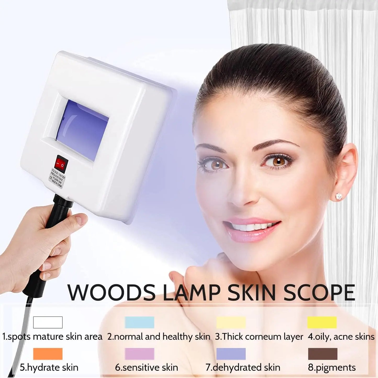 Woods Lamp Skin Analyzer,Magnifying Handle Woods-Lamp,UV Light for Facial Skin Analyze Facial Detector with Black Shade Cloth