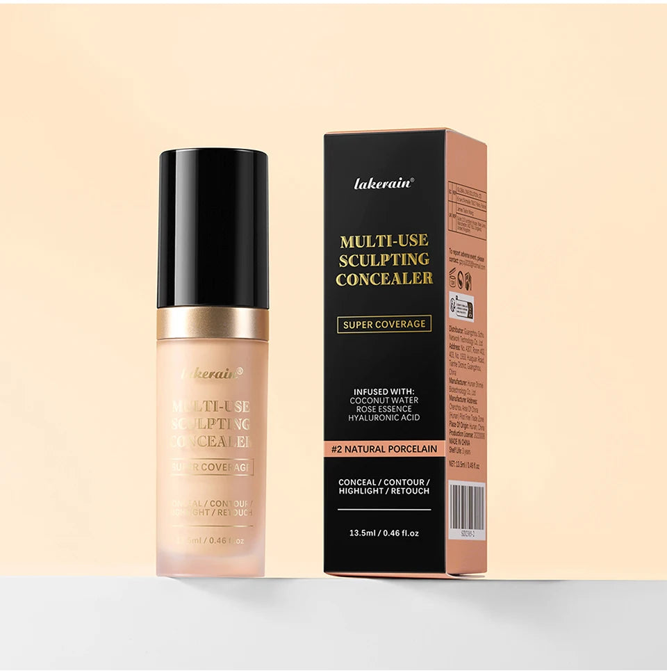 Multi-Use Foundation Long-lasting Matte Waterproof Oil Hight Full Coverage Highlight and Retouch Face Makeup for Women Lakerain