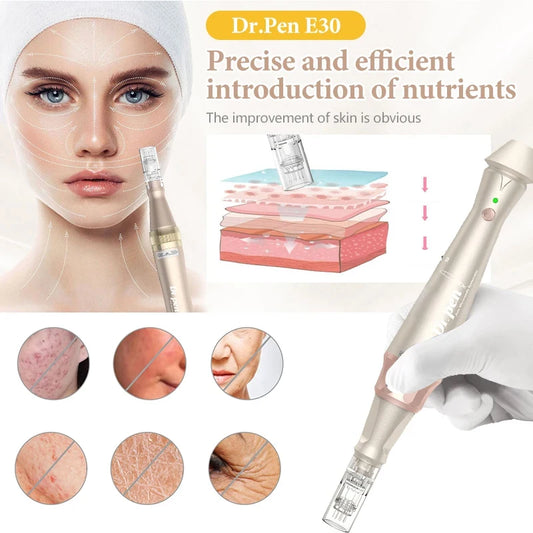 Dr.pen E30 with 12pcs Pen with Cartridges Nano Wireless Skin Care Kit Skin 0.25mm Needle Pen Skin Rejuvenation Machine