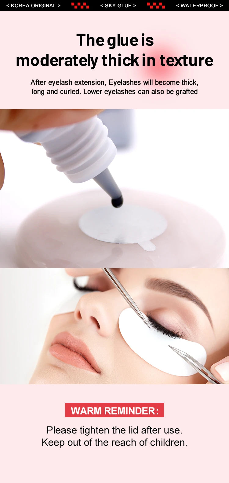 1 Bottle SKY S+ Glue for Eyelash Extensions 5ml Korea SKY Red Blue Black Cap Cola 0.5s Fast Drying Lash Glue Original Supplies