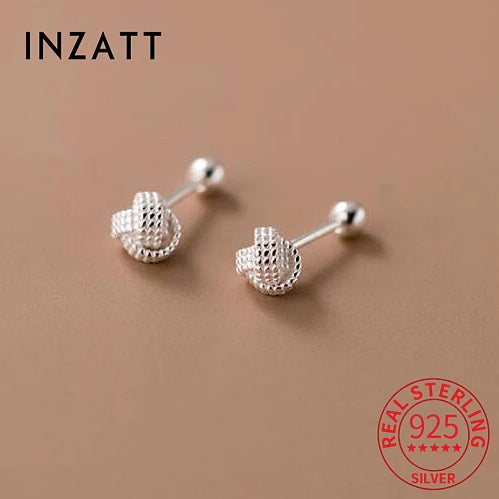 INZATT Real 925 Sterling Silver 4/6mm Wool Ball Screw Beads Stud Earrings for Women Party Classic Minimalist Fine Jewelry