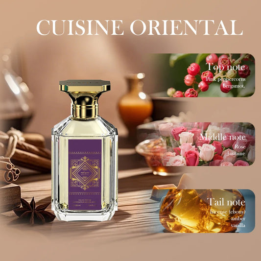 Long Lasting Unisex Eau de Parfum 100ml Luxury Rose Oud & Amber Vanilla Fragrance Spray for Men and Women Middle Eastern Style