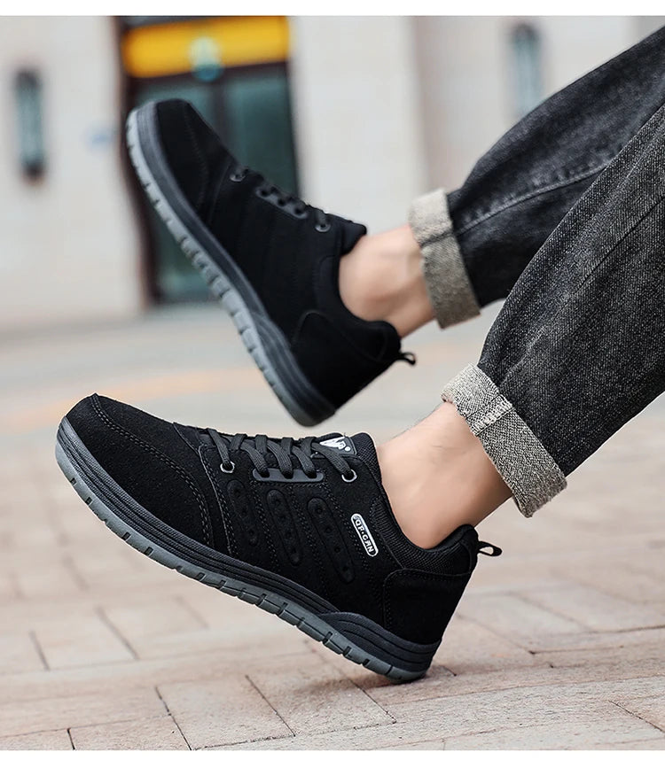 Male Jeans Footwear Winter Men Outdoor Casual Flat Shoes Classic Style Hiking Shoes Wear Resisting Anti-Skid Walking Middle Aged