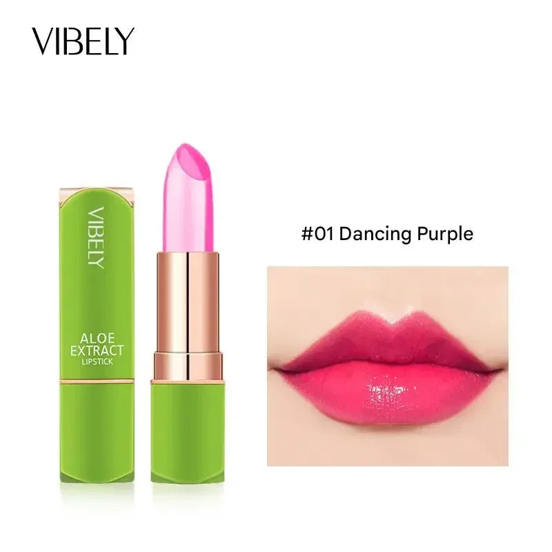 VIBELY Aloe Vera Moisturizing Lip Balm Thermochromic Jelly Lipstick Long Lasting Hydrating Lip Care Tint for Daily Use