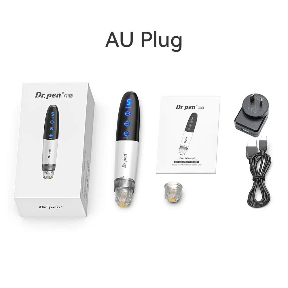 Dr.pen Q1S: Microneedle with EMS, Red/Blue LED, 700mAh Built-in Battery,2 Titanium Cartridge, Needle length 0.25 mm