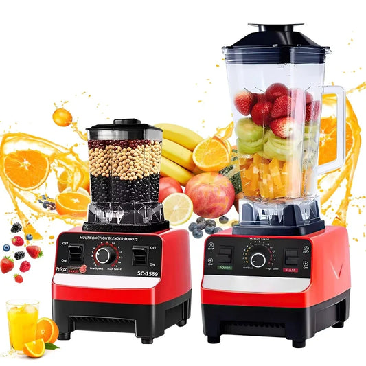 2 in 1 Electric Blender 2000W High Power Heavy Duty Commercial Blender Food Processor Ice Smoothies Kitchen Stationary Mixer