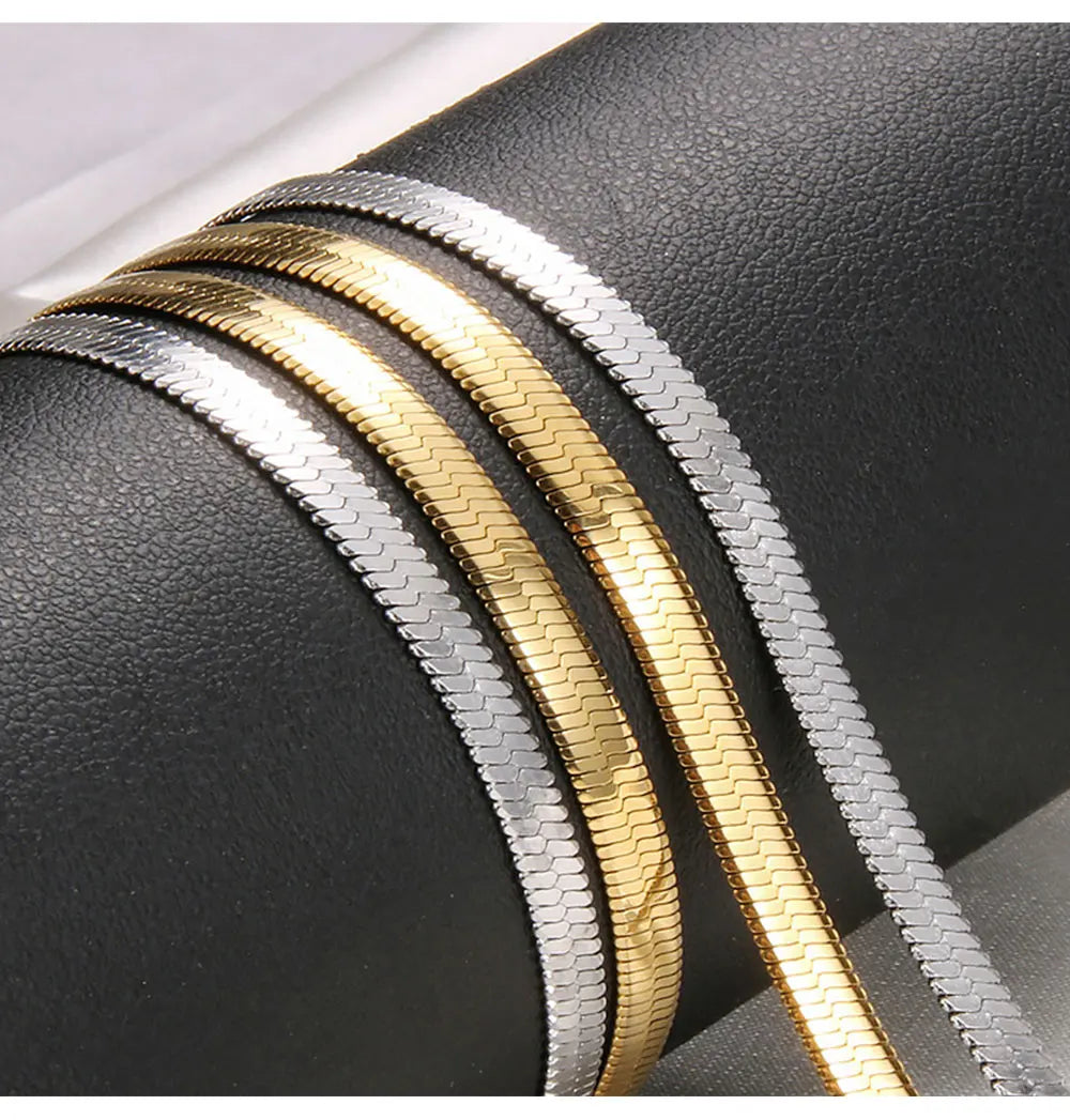 Blade Snake Chain Stainless Steel Necklaces Unisex Men Choker Width 2/4/5mm Herringbone Necklace For Women Jewelry Party Gifts
