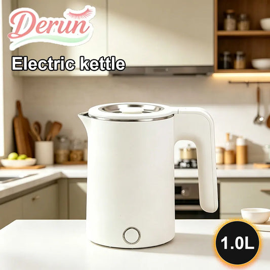 Portable 1.0L Stainless Steel Electric Kettle Smart Travel Water Boiler Tea Coffee Maker Heating Pot For Home Hotel