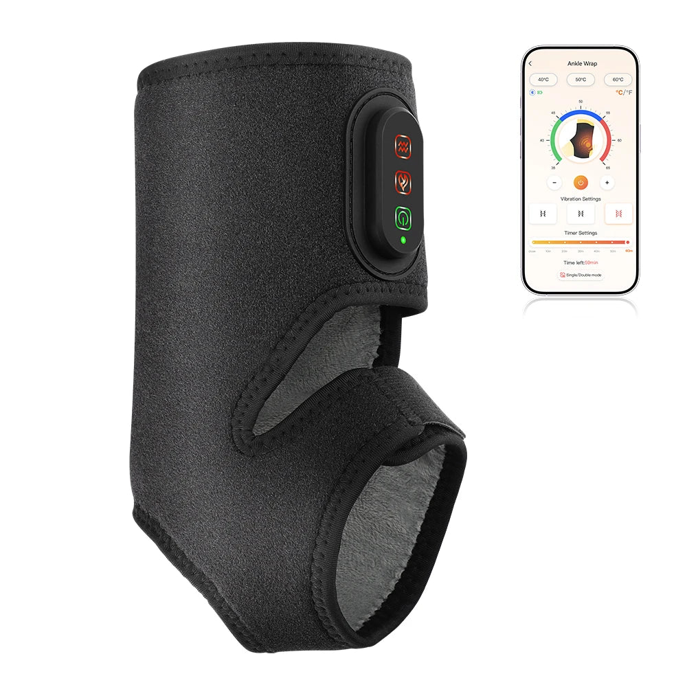 Electric Dual Ankle & Foot Massager 3 Levels Heat Vibration Hot Compress Ankle Massage Heated Wrap Support Brace Foot Protector