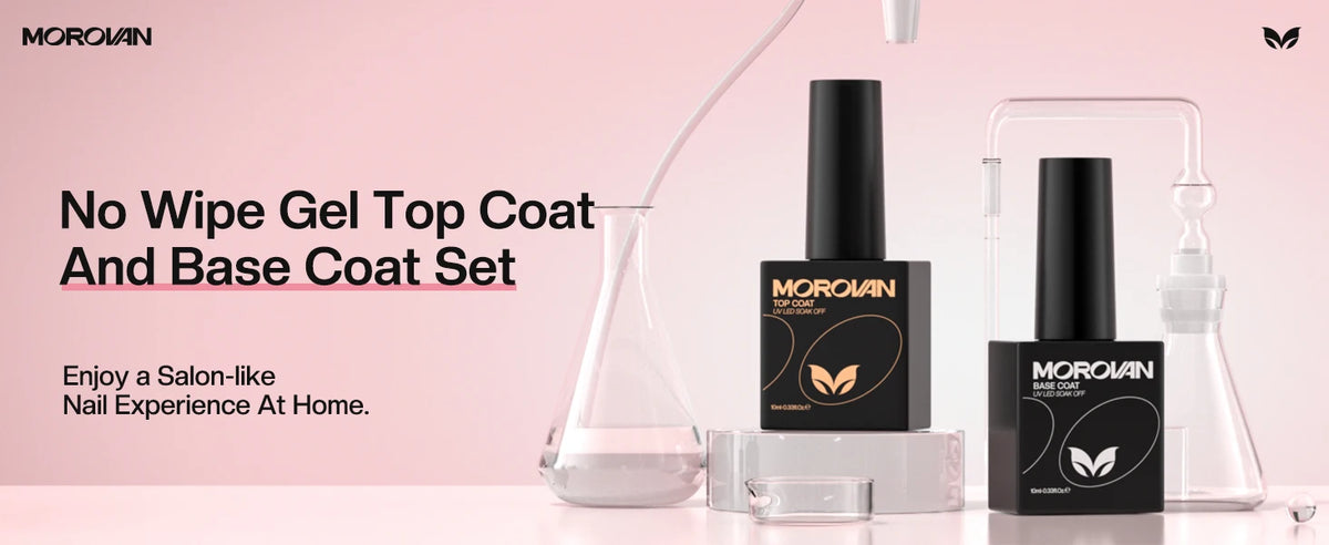 2Pcs 10ML Gel Top Coat Base Coat No Wipe For Natural Nails UV Gel Nails Acrylic Nails Long Lasting Soak Off Top Base Coat Set
