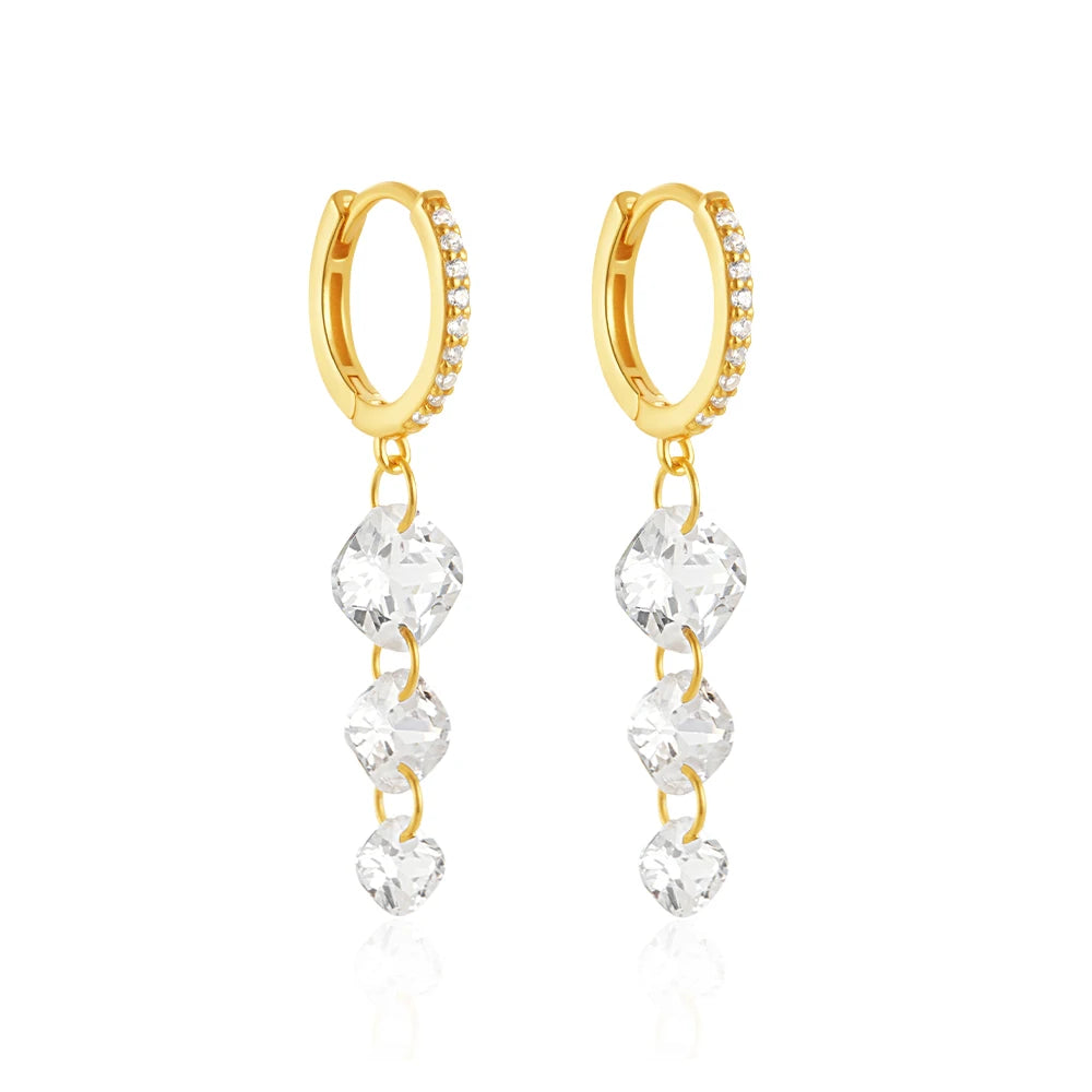 CANNER Eight Pointed Star Moon Tassel Zircon 925 Sterling Silver Drop Earrings For Women Ins Pearl Flower Minimalism Earrings