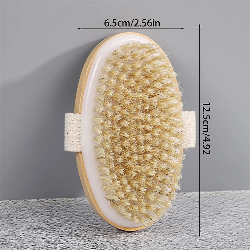 Home Dry Wet Back Shower Brushes Exfoliating Bathing Brush Natural Bristle Brush Soft Wet Dry Skin Body SPA Brush Bath Massager