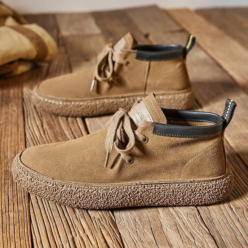 Genuine Leather Soft Sole Mens Casual Shoes Outdoor Breathable Suede Work Shoes High Quality Hiking Sneakers Walking Ankle Boots