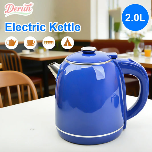 2.0L Retro Electric Kettle Large Capacity Stainless Steel Fast Boiling Vintage Water Kettle Auto Shut Off For Home Hotel