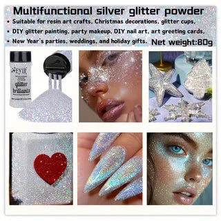 9 Colors 80g Holographic Glitter Powder Fine Shimmer Body Face Glitter Makeup Nail Art Resin Craft Party Decoration