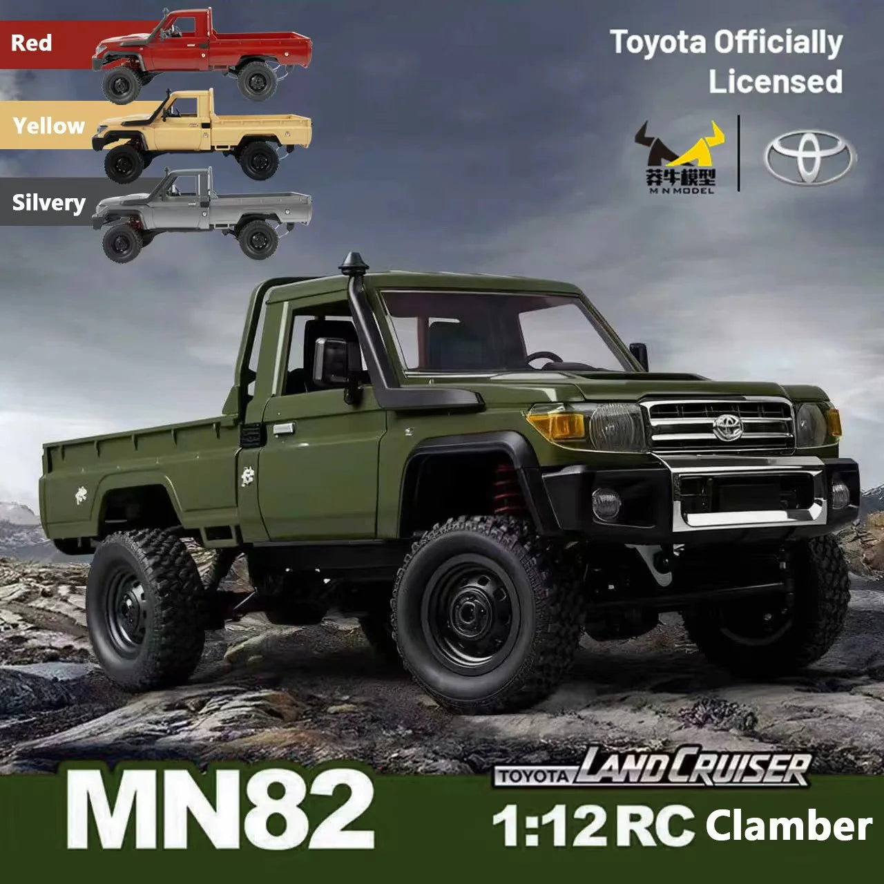 MN82 Green Color 4WD Off-road Rc Car LC79 1:12 280 Brushed Motor Simulation Professional 2.4G Remote Control Pickup Truck Model