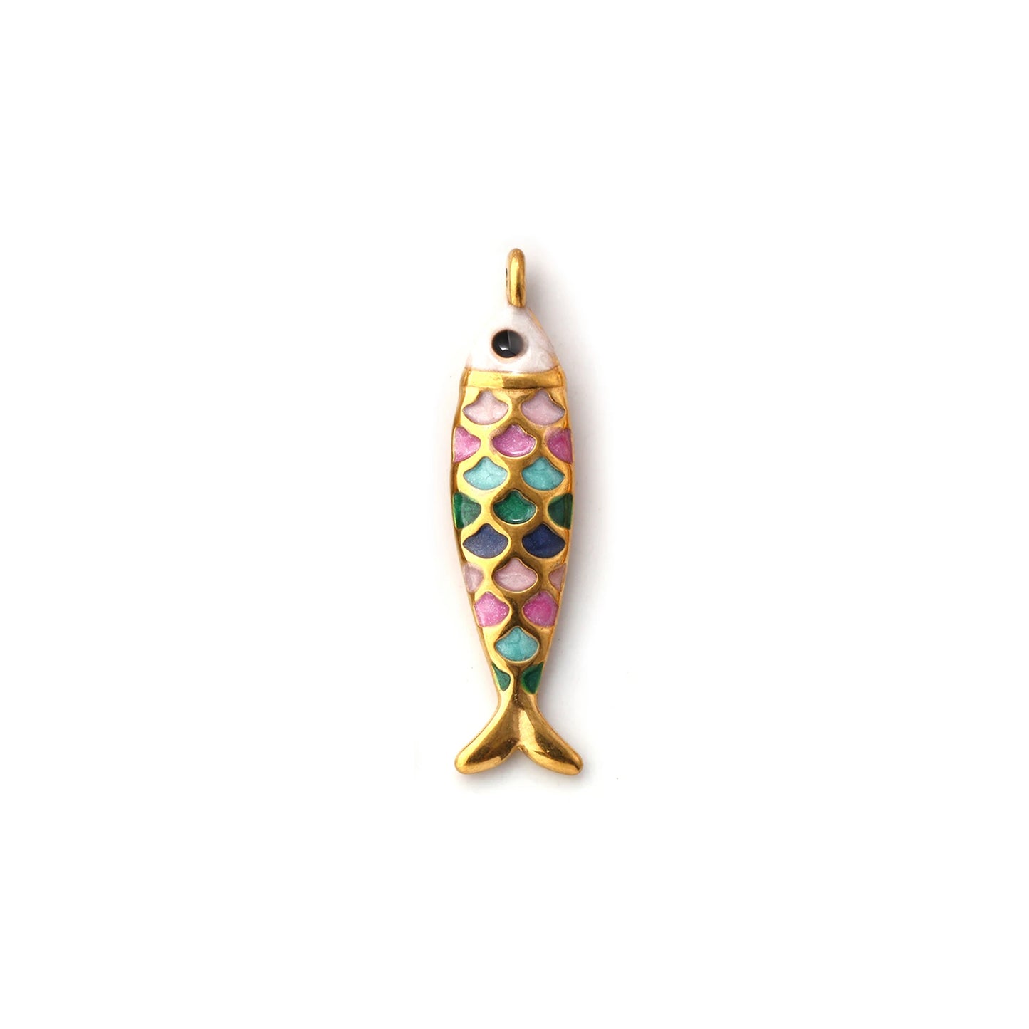 1pc Stainless Steel Charms Gold Color Ocean Fish Animal Pearlized Multicolor Enamel Pendant DIY Women Necklace Jewelry Findings