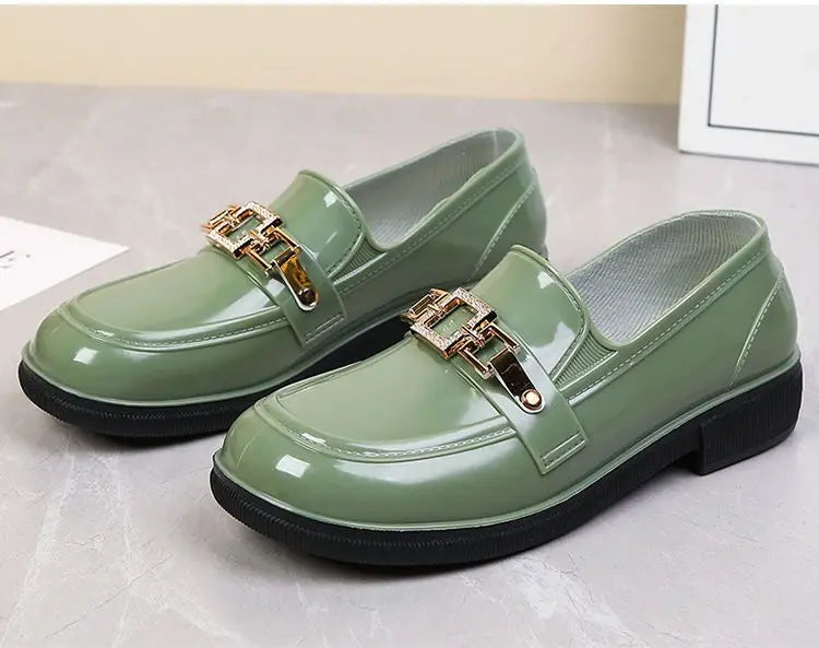 Rain Boots Women Diamond Chain Waterproof Water Shoes Top Quality Women's Rubber Shoes Oil-resistant Non-slip Kitchen Galoshes