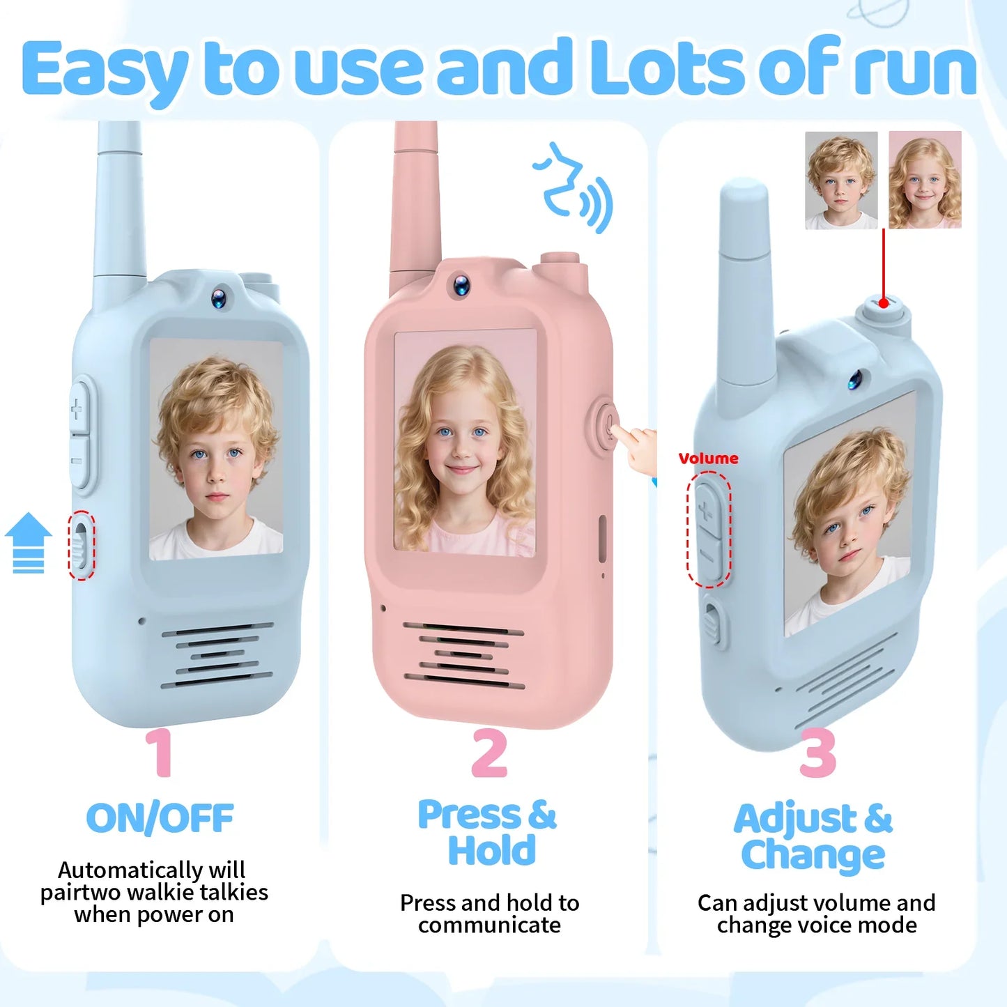 Video Walkie Talkie Kids Rechargeable 2 Pack Intercom Walkie-talkies One-Click Call Child Video Intercom Cute Map 2 Inch Screen