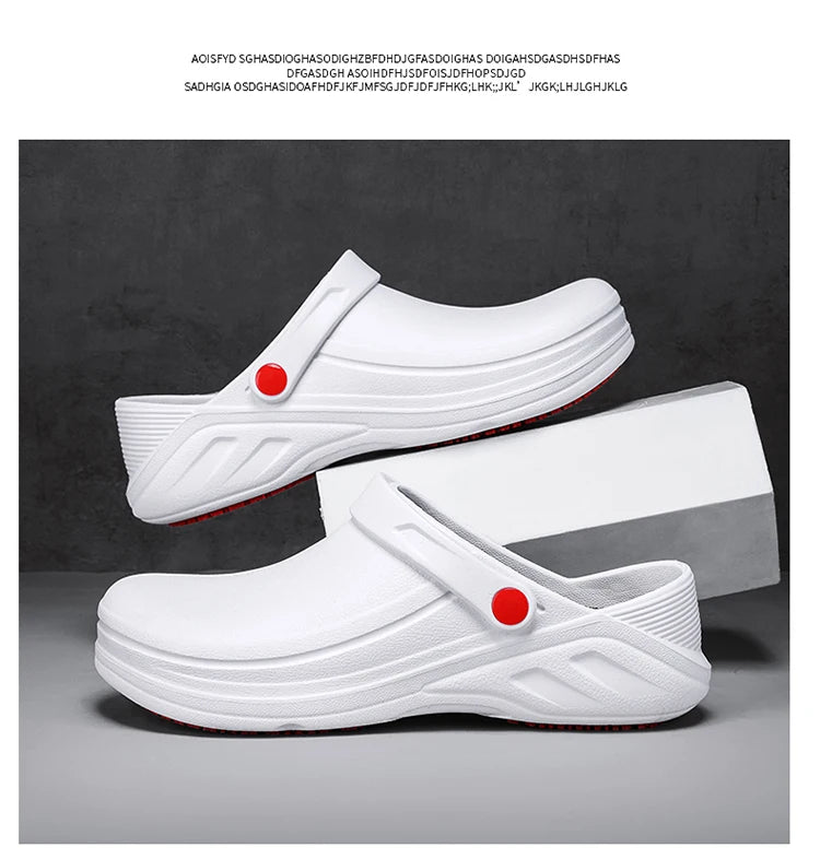 Men's Non-Slip, Waterproof, Oil-Proof Chef's Shoes, Soft-Soled, Lightweight, Wear-Resistant Work Shoes, Kitchen Shoes, Hotel Kitchen Toe-Toe Slippers