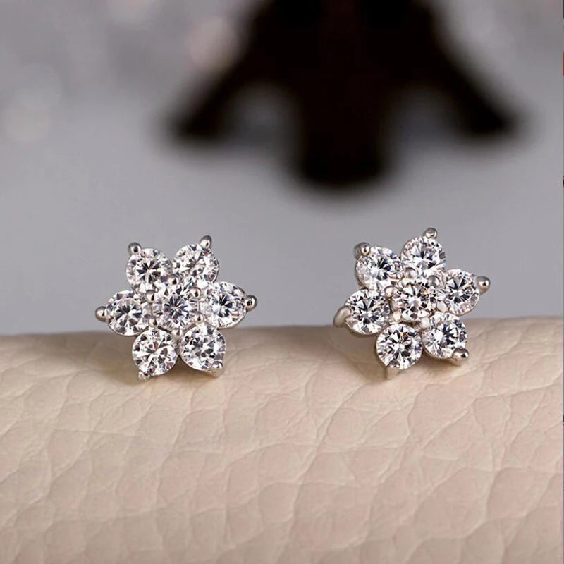 Real 2.8 Carat D Color Moissanite Flower Stud Earrings For Women Top Quality 100% 925 Sterling Silver Sparkling Wedding Jewelry