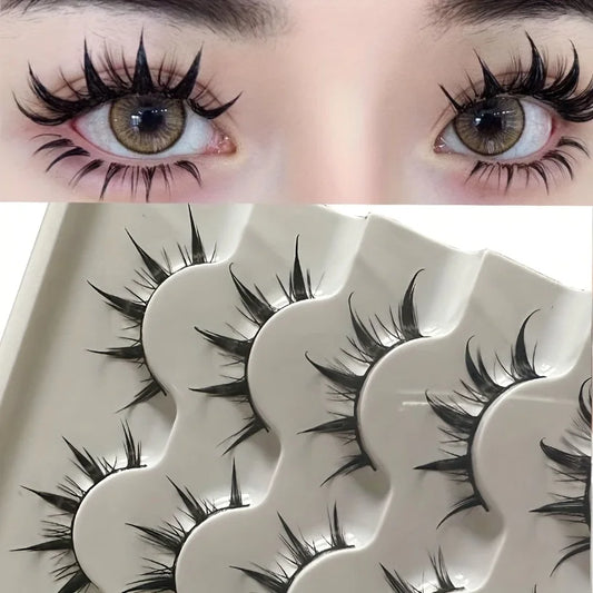 5 Pairs Cartoon Eyelashes, Pure Innocence Small Devil Eye Lashes, COS Amplifying False Eyelashes, Formaldehyde-Free, 5MM-5