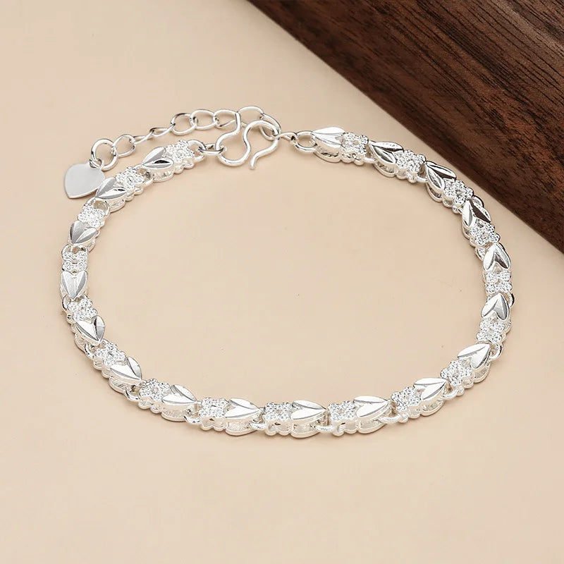 Charms 925 Sterling Silver Bracelets For Women Luxury Designer Heart Shape Adjustable Chain Bracelets Party Fine Jewelry Gifts