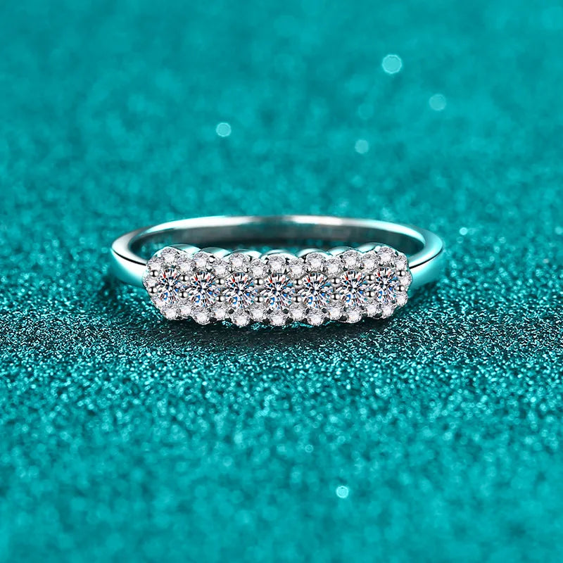 Luxury 0.37ct Moissanite 18k White Gold & Platinum PT950 Ring for Women High-Quality Shiny Wedding Jewelry