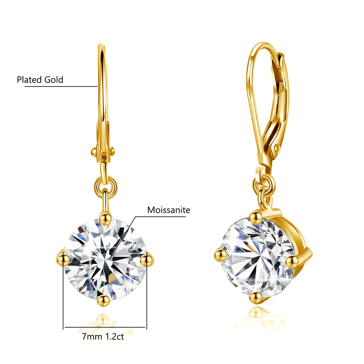 Redwood Brand Total Is 2.4ct 7mm Round Cut Moissanite Drop Earrings With Certificate Wedding Partry Jewelry For Women Trend Gift