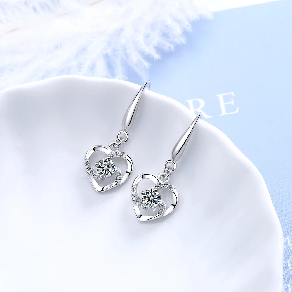Silver 925 Jewelry Earrings Sapphire Siver Korean Ear Jewelry White/Blue/Pink Color Party Dating Gift Earrings Wholesale