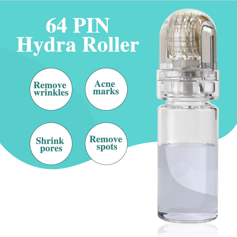 Hydra Derma Roller 64pin Microneedle Dermaroller With Serum Infusion for Lip Hair Face Scalp Beard  Beauty Skin Care