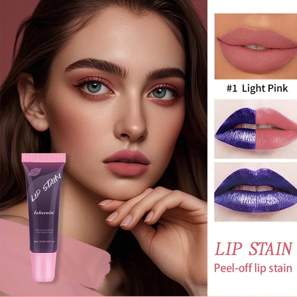 Peel Off Rose Pink Lip Gloss Matte Outline Contour Tattoo Lip Stain Waterproof Transfer Resistant Tear Off Natural Lip Tint Gift