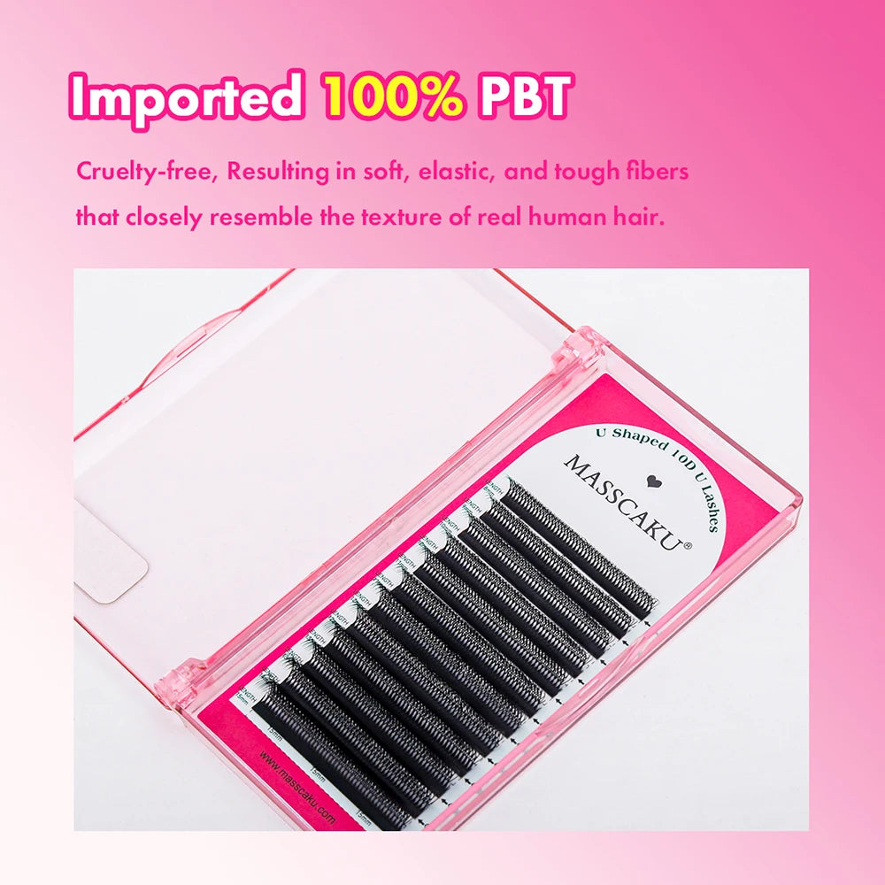 5cases/lot U Shape 3D 4D 5D 6D W Eyelash Extension 0.07mm Thickness High Quality Technologic Fiber U Style Faux Cils by MASSCAKU