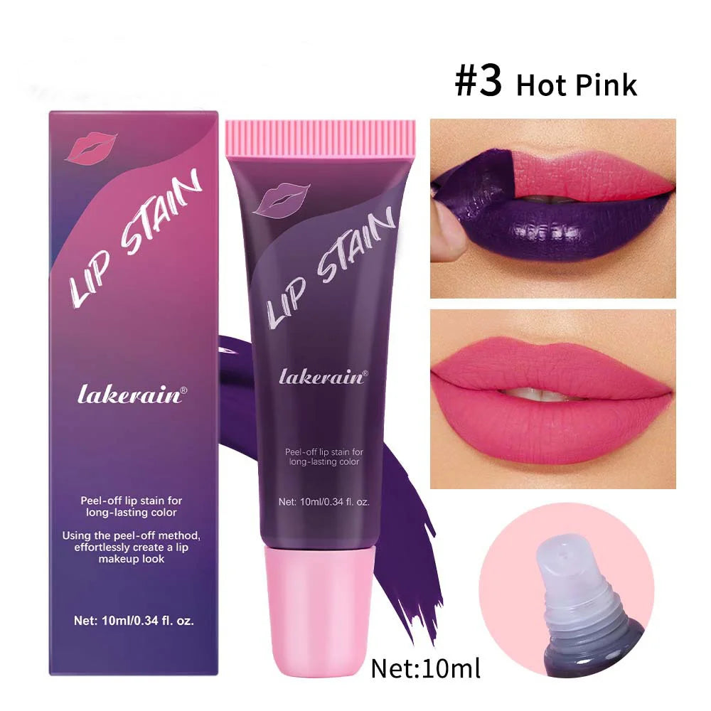 Peel Off Rose Pink Lip Gloss Matte Outline Contour Tattoo Lip Stain Waterproof Transfer Resistant Tear Off Natural Lip Tint Gift