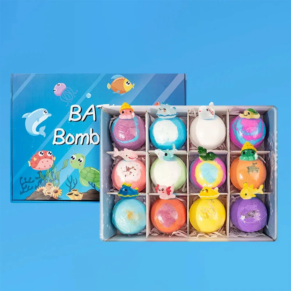 1/2 Box Kids Bath Fizzies Gift Set Natural Mega Bubbles Bath Fizzy with Surprise Ocean Toys