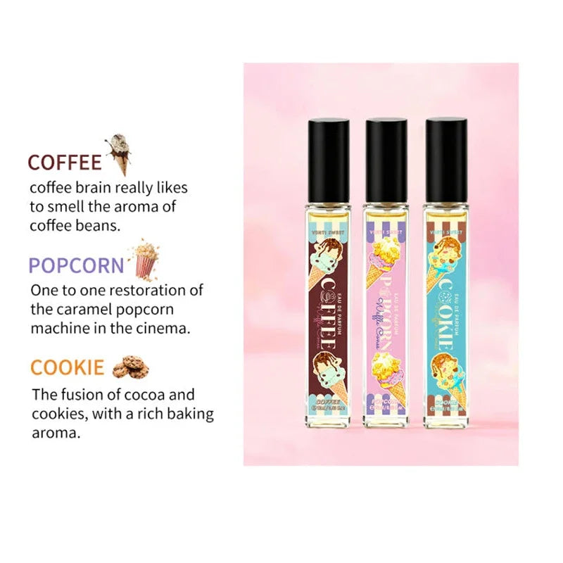 Ice Cream Perfume Gift Set Fresh Mango Coconut Scent Rich Chocolate Popcorn Eau De Toilette Lasting Sweet Women's Fragrance 10ml