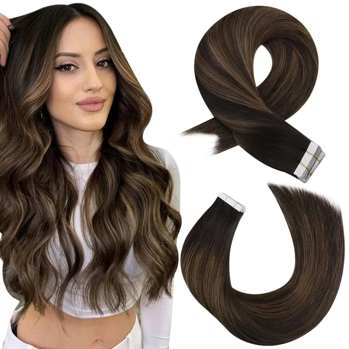 Moresoo 25G Tape in Human Hair Extensions 10 Pieces Natural Straight Remy Hair 14-24inches Blonde Hair Tape in Hair Extensions