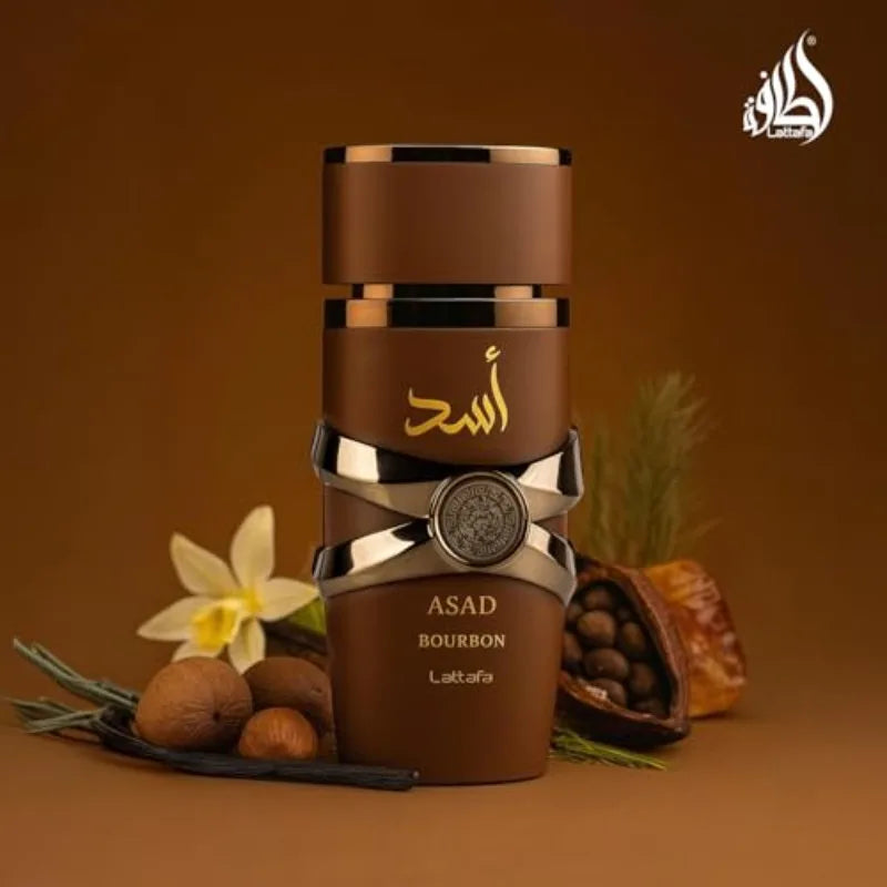 Lattafa Asad Bourbon for Unisex Eau de Parfum Spray, 3.4 Ounce