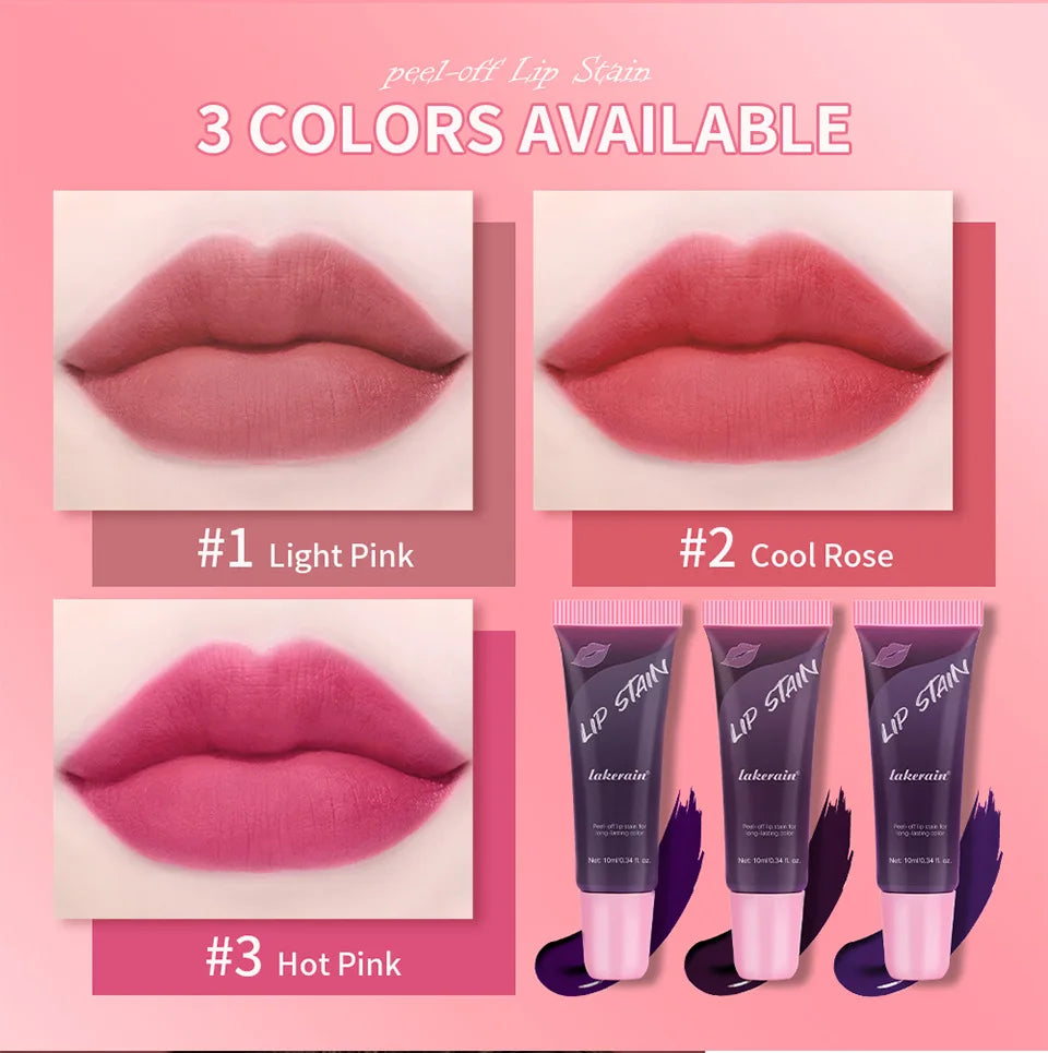 Peel Off Rose Pink Lip Gloss Matte Outline Contour Tattoo Lip Stain Waterproof Transfer Resistant Tear Off Natural Lip Tint Gift