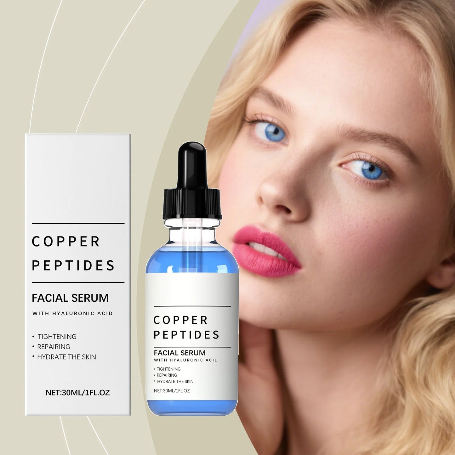 Copper Peptides Moisturizing Facial Essence Increase Facial Elasticity Smooth Firming Skin Improve Fine Lines Sooth Face Serum