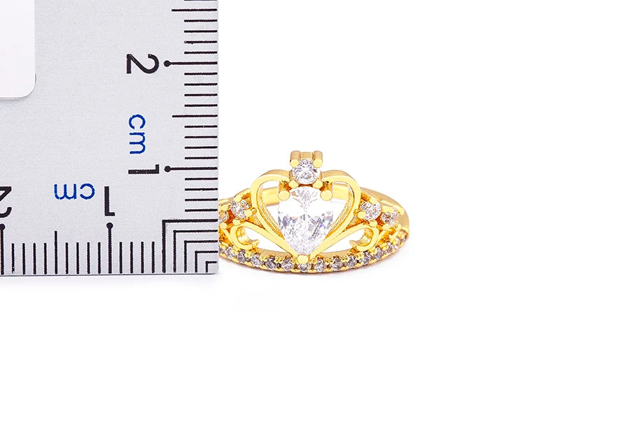 Nidin New Design Crown-Shaped Hollow Inlaid Shiny Rhinestone Open Ring Women Temperament Zircon Adjustable Jewelry Wedding Gift