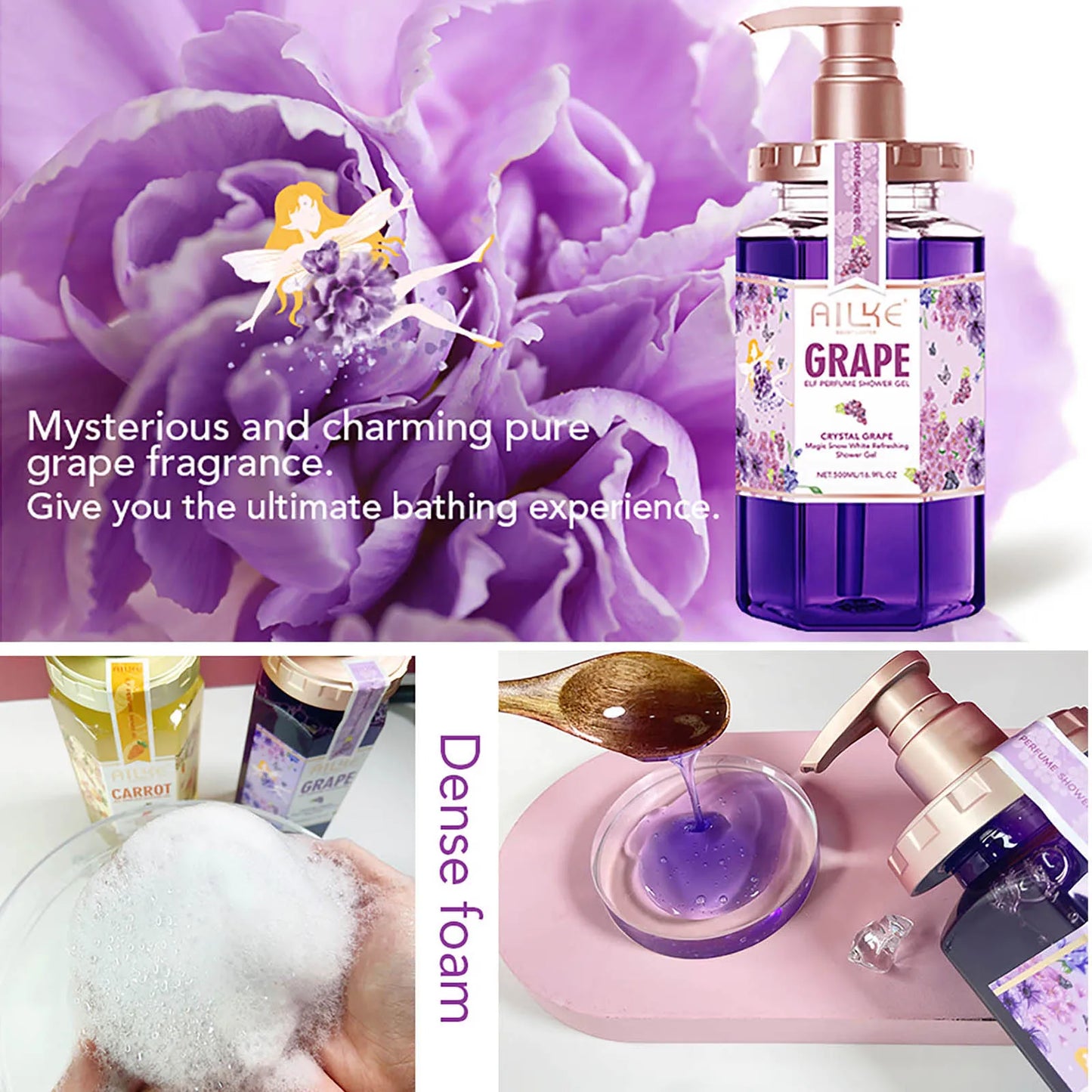 AILKE Bath foam female Whitening brightening  Scrub fragrant   body wash skin care lotion  Exfoliating Shampoo shower Gel spa