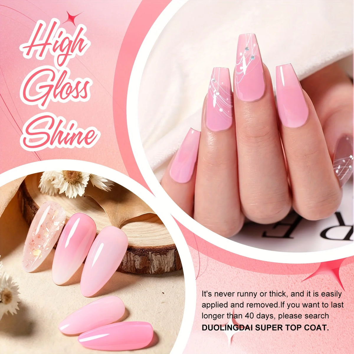 Poly Gel Nail Kit Starter with 4 Colors (Natural Clear + 3 Tones) - Quick Dry Nail Polish, / Curable DIY Gel Nail Polish for