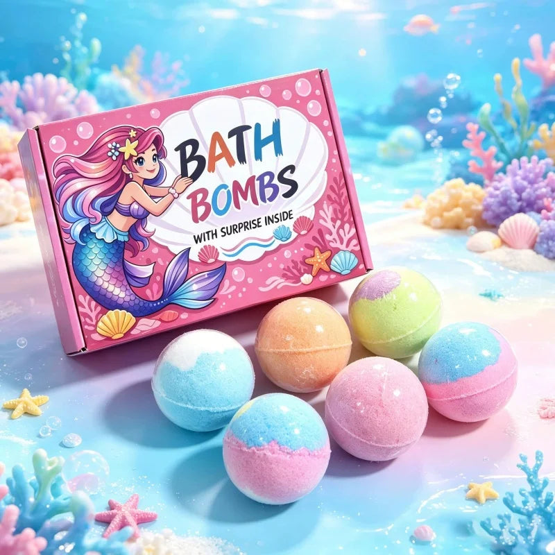 12pcs 60g Kids Bath Spa Fizzies with Hidden Toy Bubble Ball Safe Bath Toy for Children Daily Bathing