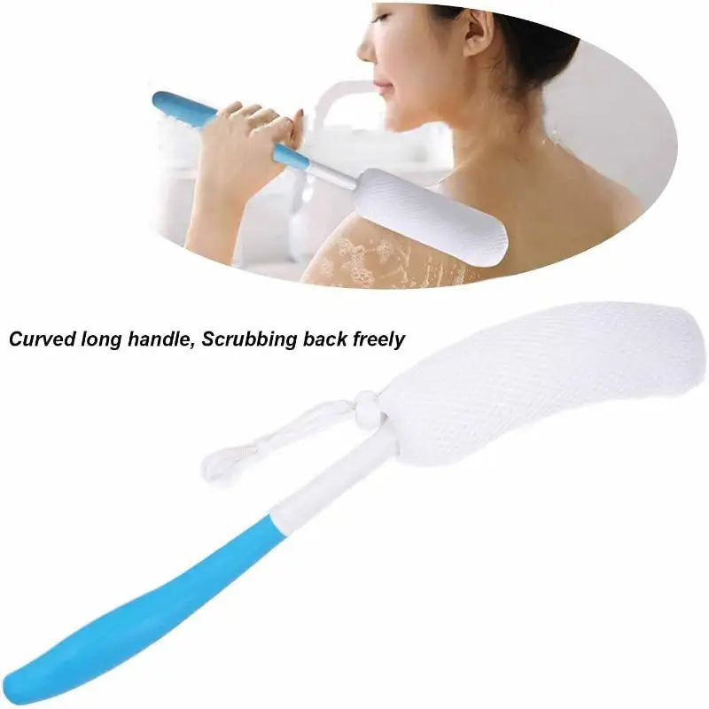 [TG813]1 Pcs Bath Soft Back Scrubber Brush Bath Shower Scrubbing Mesh Brush With Handle Exfoliating Scrub Massager Bath Supplies